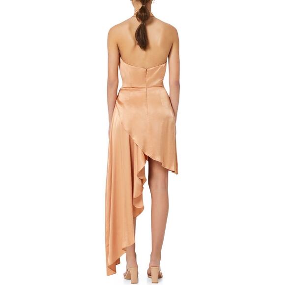 Elliatt Lambent Asymmetric Halter Dress Women's Large Camel Backless NWT - Picture 2 of 10
